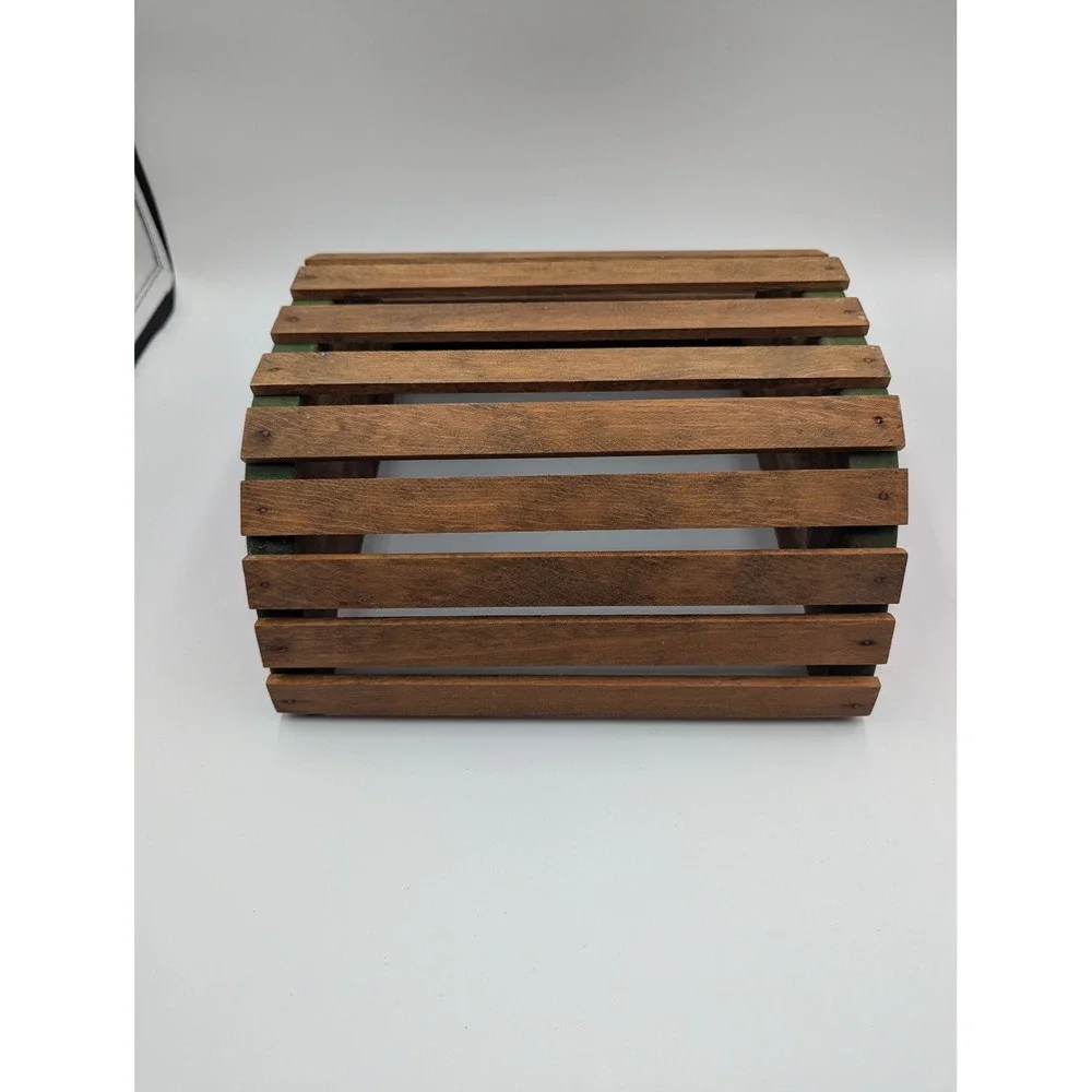 Watermelon Wood Slat Crate Red Green Hand Painted Fruit Basket Cottagecore Fruit